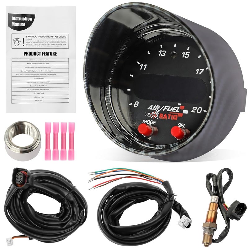 Fexhull 30-0300 Wideband UGEO Air Fuel Ratio AFR 52mm with 4.9 LSU Sensor Controller Gauget kit - Image 1